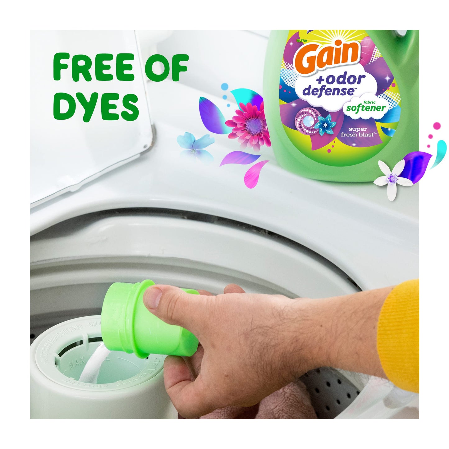 Gain + Odor Defense Liquid Fabric Softener, Super Fresh Blast Scent, 140 Oz 190 Loads, He Compatible