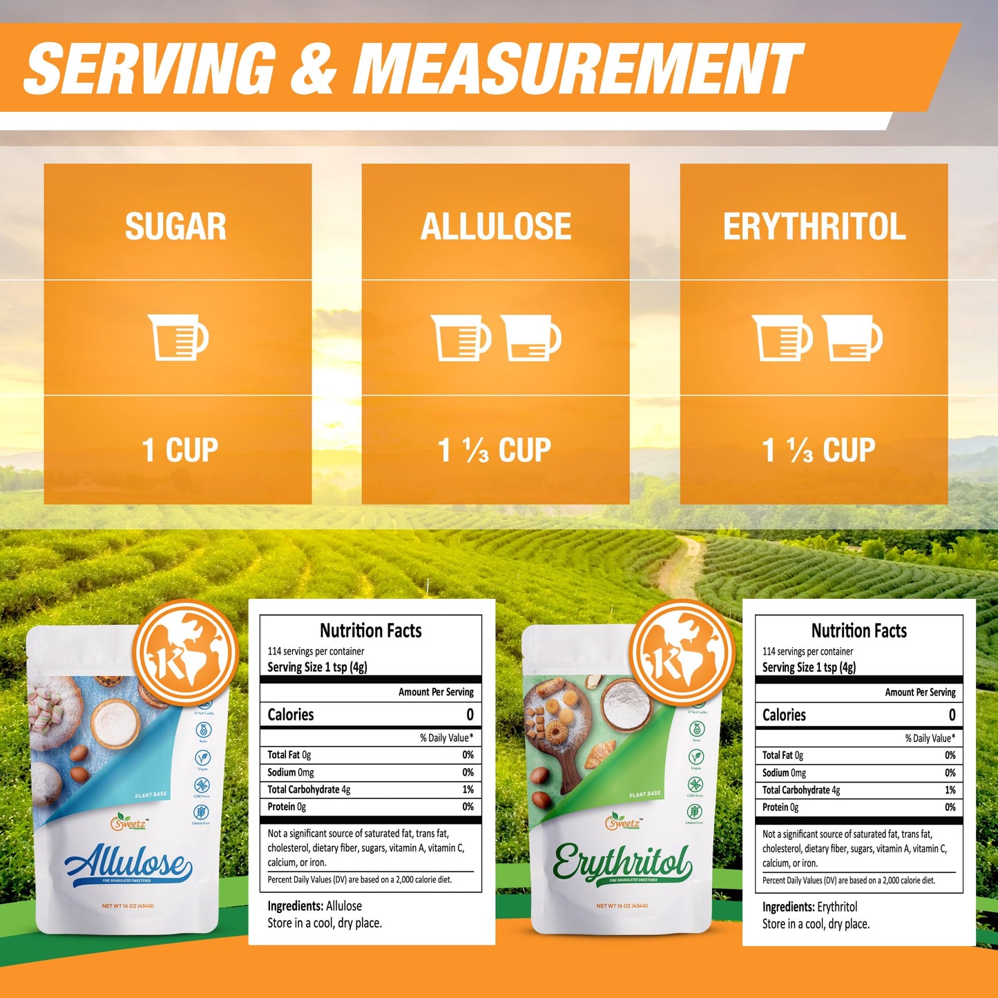 G-Sweetz Allulose & Erythritol Sweeteners, Sugar-Free, Low Carb, 48 Ounce (Pack of 1)