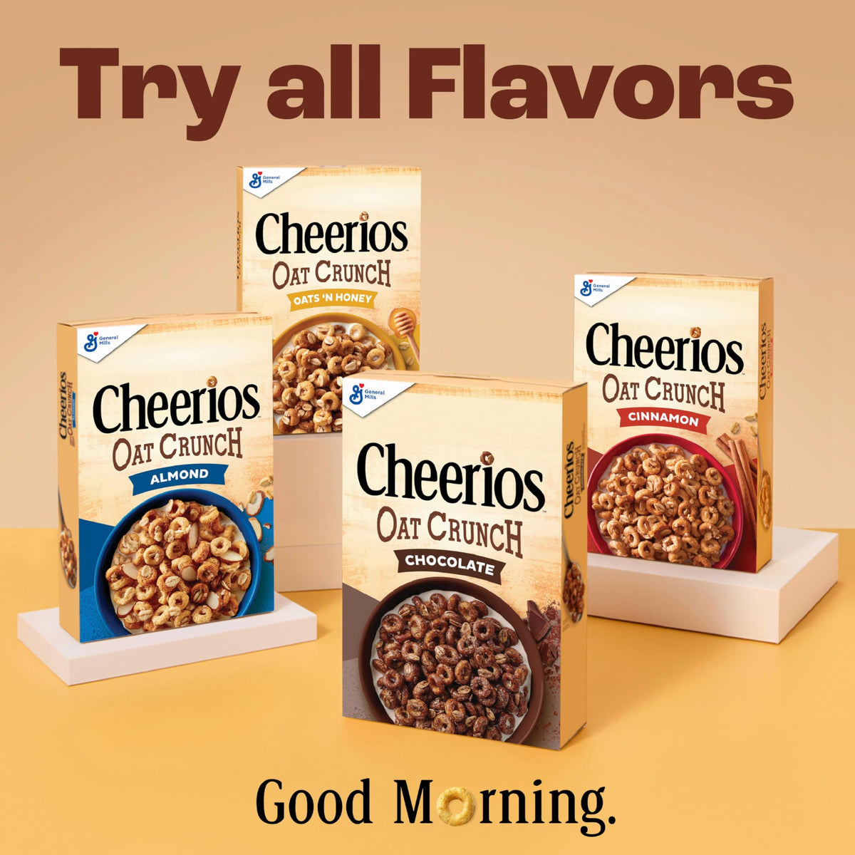 Cheerios Oat Crunch Almond Breakfast Cereal, Made with Whole Grain, Large Size, 18.2 oz
