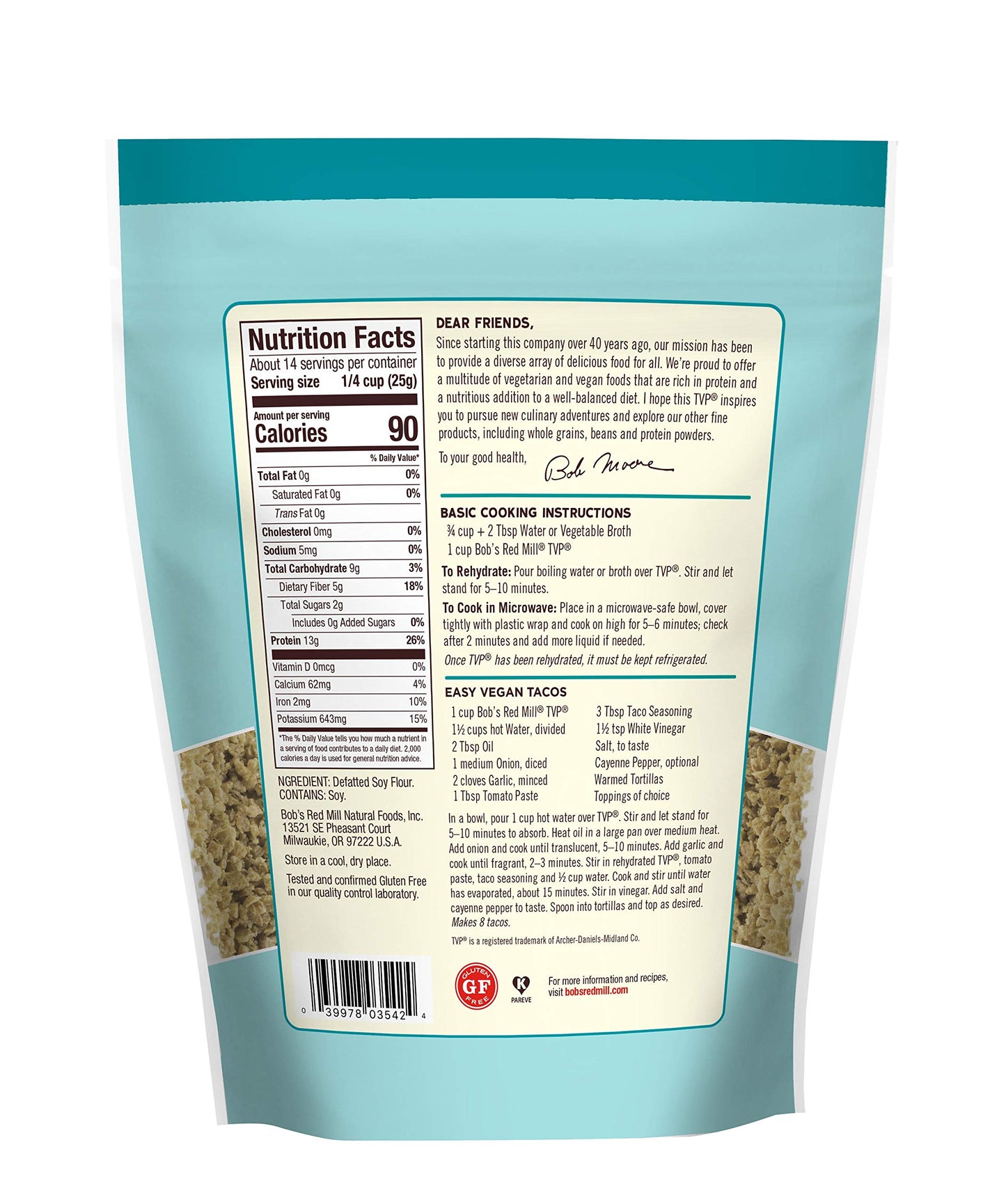 Bob s Red Mill TVP, 12oz (Pack of 4) - Vegan, Made in USA, Unflavored, Kosher
