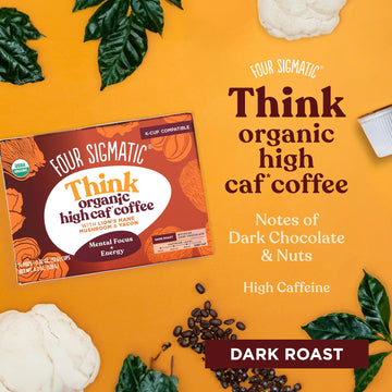 Four Sigmatic Mushroom Coffee K-Cups, Organic Dark Roast, Focus & Immune Support, Vegan & Keto, 48 Count