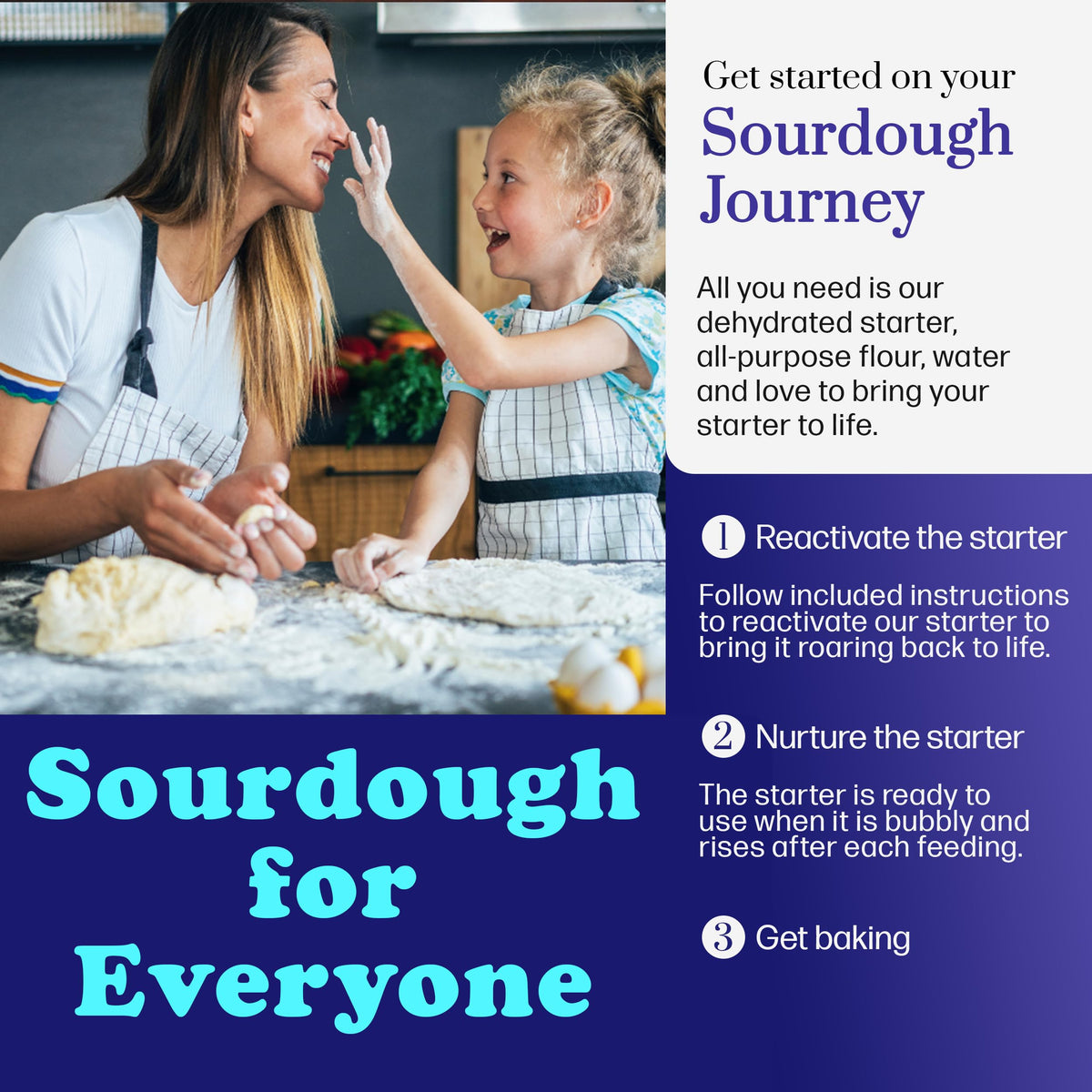 Captain Sourpants Dehydrated Sourdough Starter for Bread, Pizza, Buns, Pancakes, Muffins - Easy Instructions