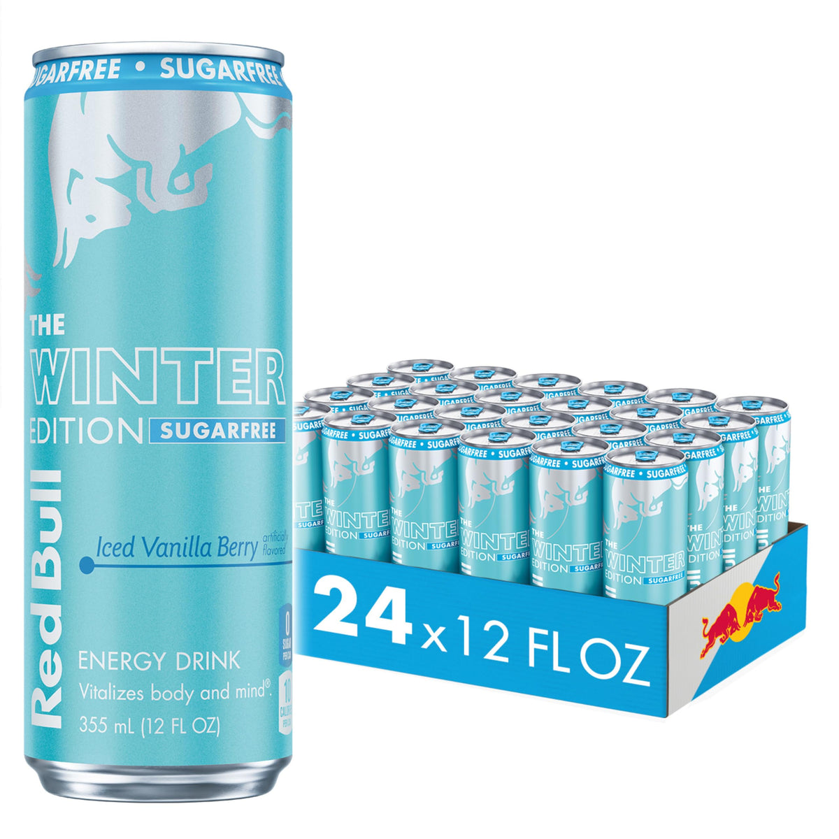 Red Bull Winter Edition Sugar Free Energy Drink  Iced Vanilla Berry  12 Fl.Oz. Can  Case Of 24 Cans  114Mg Energy Blend  Taurine & B Vitamins