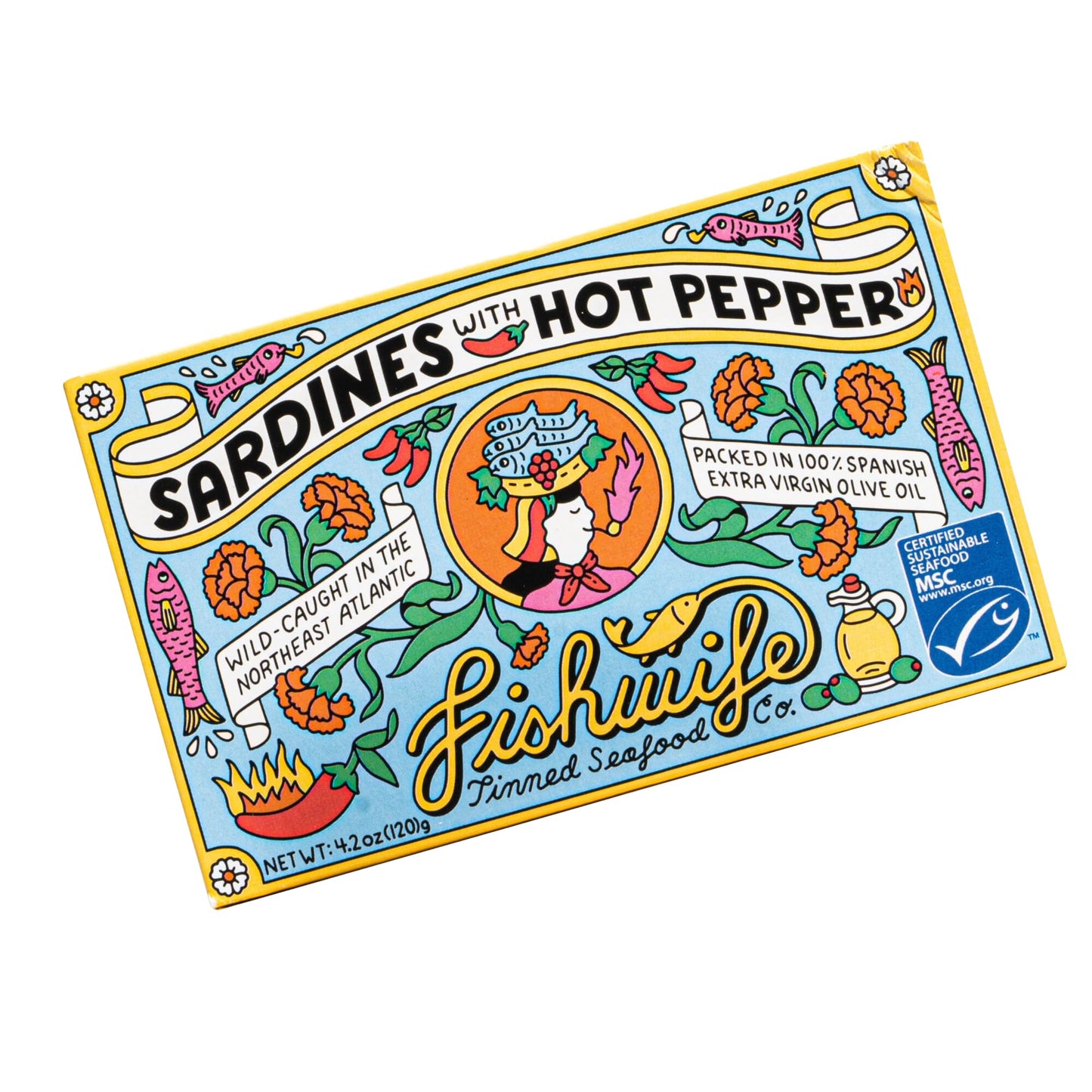 Fishwife Sardines with Hot Pepper 1-Pack (4.20 Ounce) - MSC-Certified Sustainable Seafood, High Protein, Gluten Free - Handpacke
