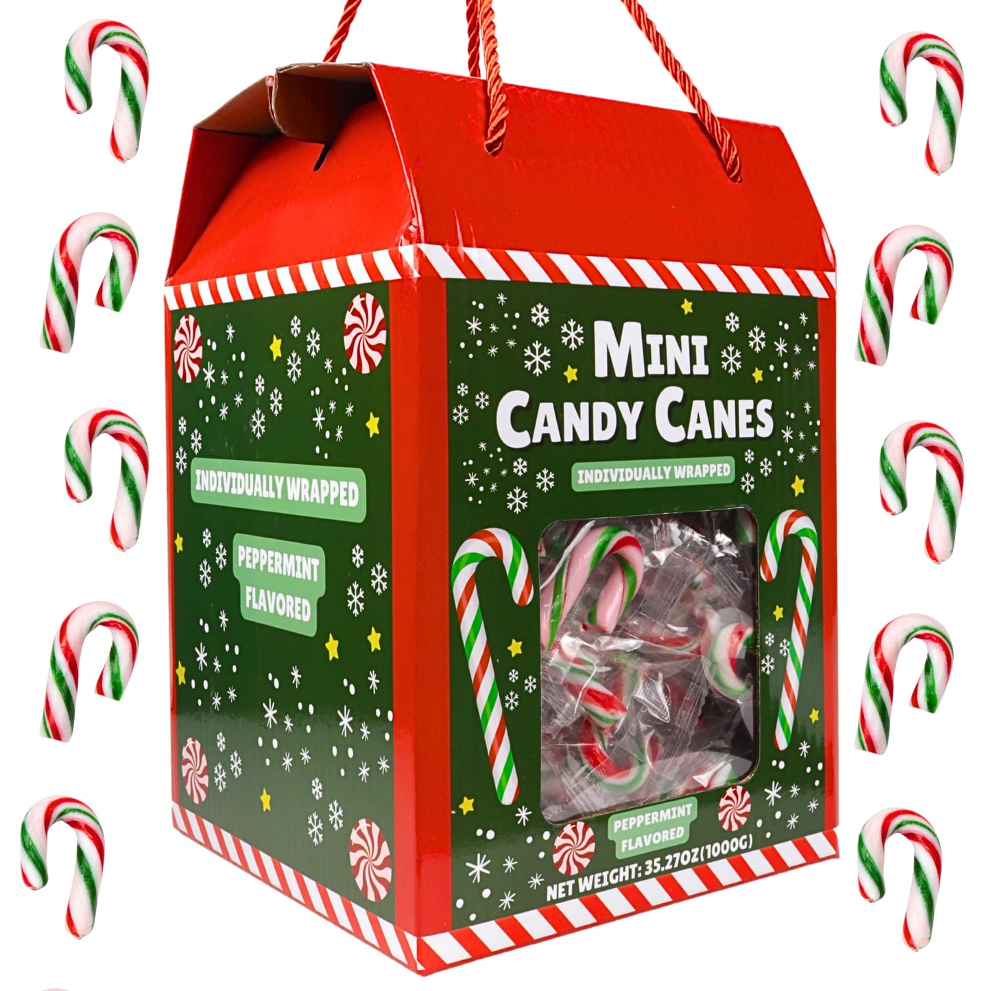 Sweetzo Mini Candy Canes, Peppermint Flavored, Individually Wrapped, 200 Pieces