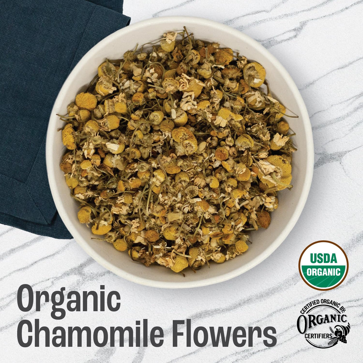 J MAC BOTANICALS Organic Chamomile Flowers Loose Leaf Tea, 16 Ounce, Certified USDA Organic