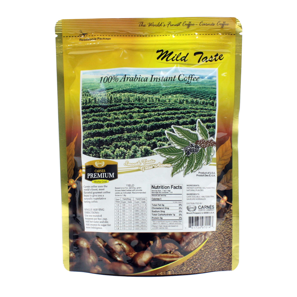 Carnes Premium Instant Coffee 100% Arabica Coffee (Mocha, 7Oz_1 Pack)
