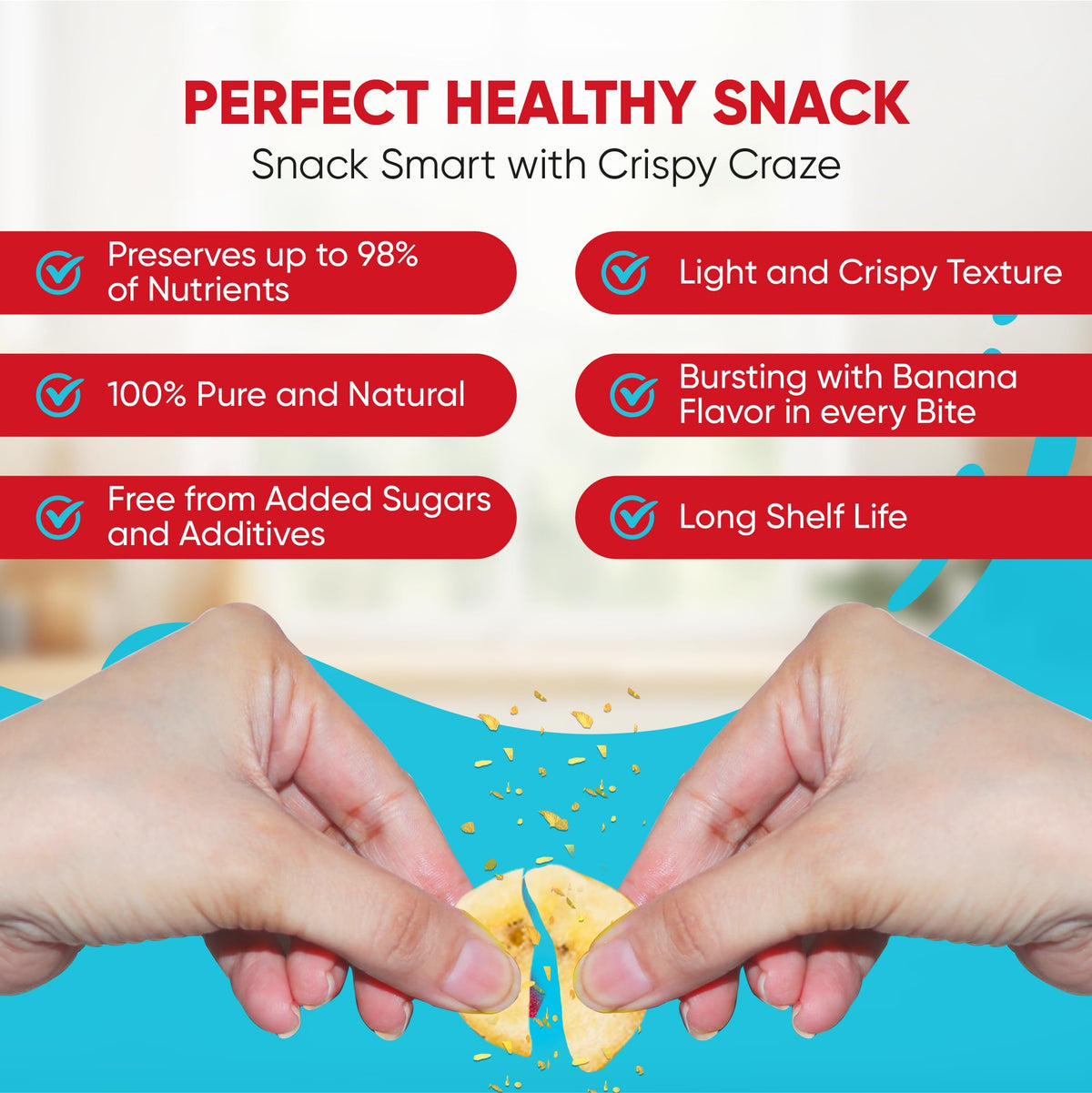 Crispy Craze Freeze Dried Bannans (12 Snack Sized Bags, 0.52 Oz Each), Sliced Banana Fruit Crisps, Non Gmo, Healthy Snack, No Ad