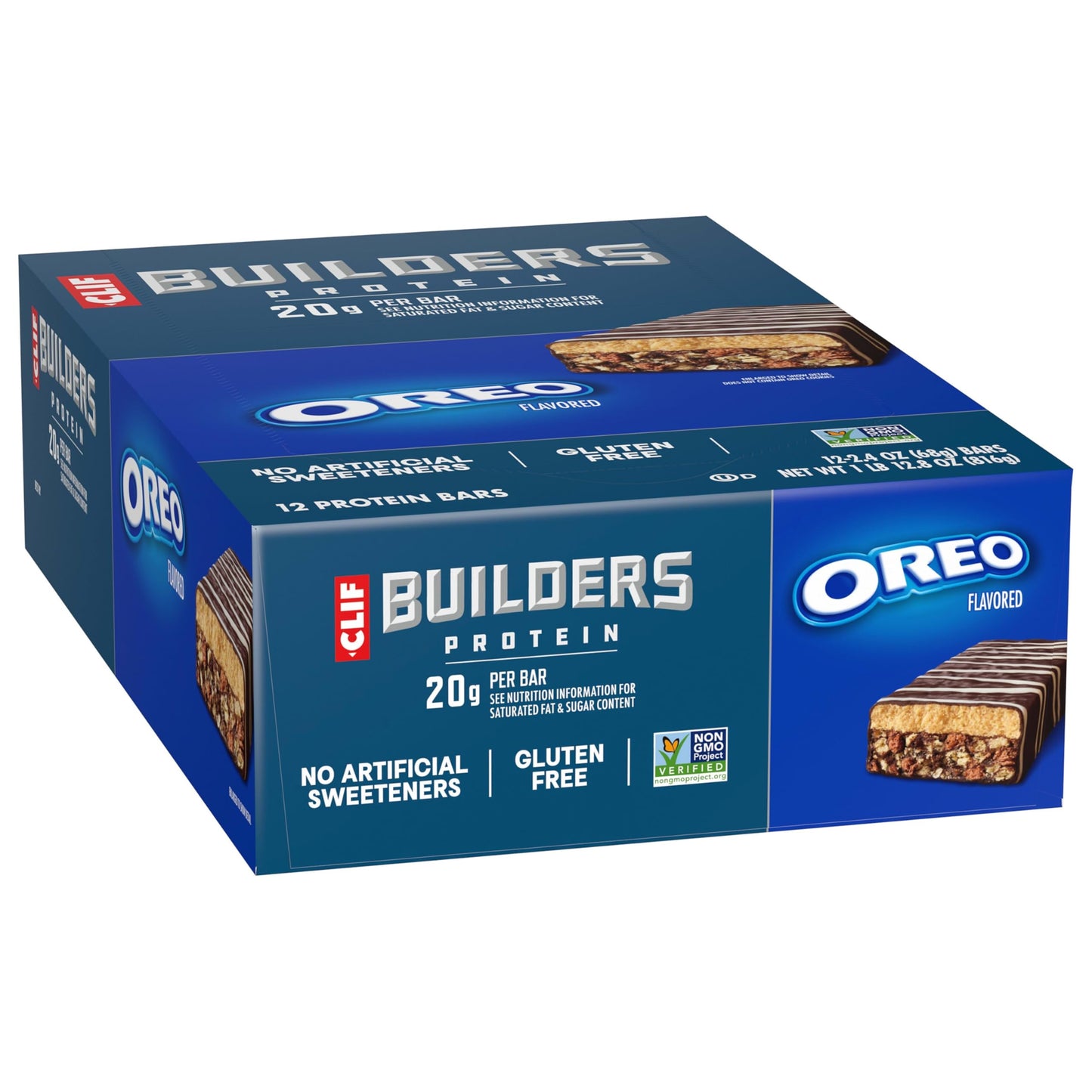 CLIF BUILDERS Protein Bars - OREO-Flavored - 20g Plant Based Protein - Gluten Free - Non-GMO - Low Glycemic - No Artificial Swee