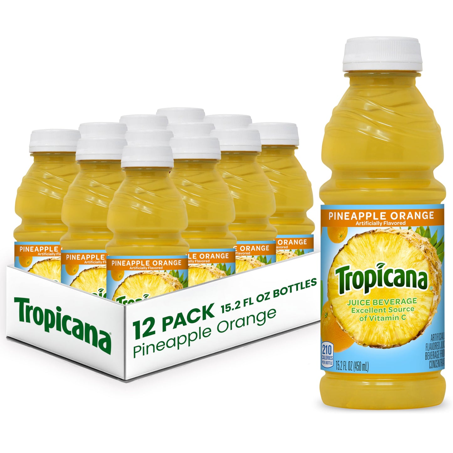 Tropicana Juice Drink, 15.2 Bottles, Pineapple Orange, 15.2 Oz (Pack of 12)
