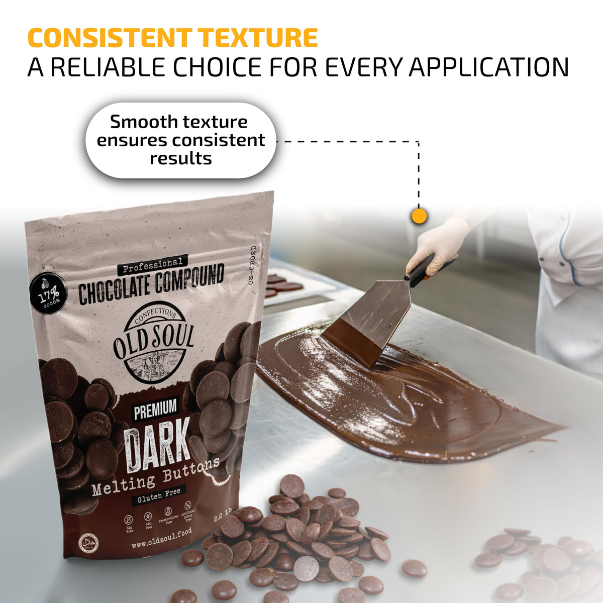 Oldsoul Chocolate Compound Buttons 13.2 Lb | Dark Chocolate 17% Real Cocoa | Smooth Melting | Perfect For Baking & Desserts (13.
