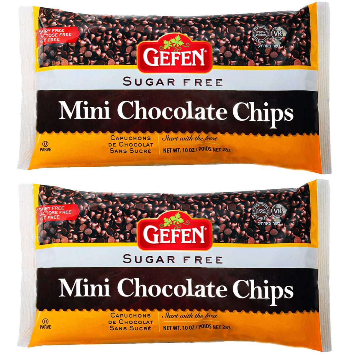 Gefen Mini Chocolate Chips, Sugar Free, Dairy Free, Nut Free, 10oz (2 Pack)