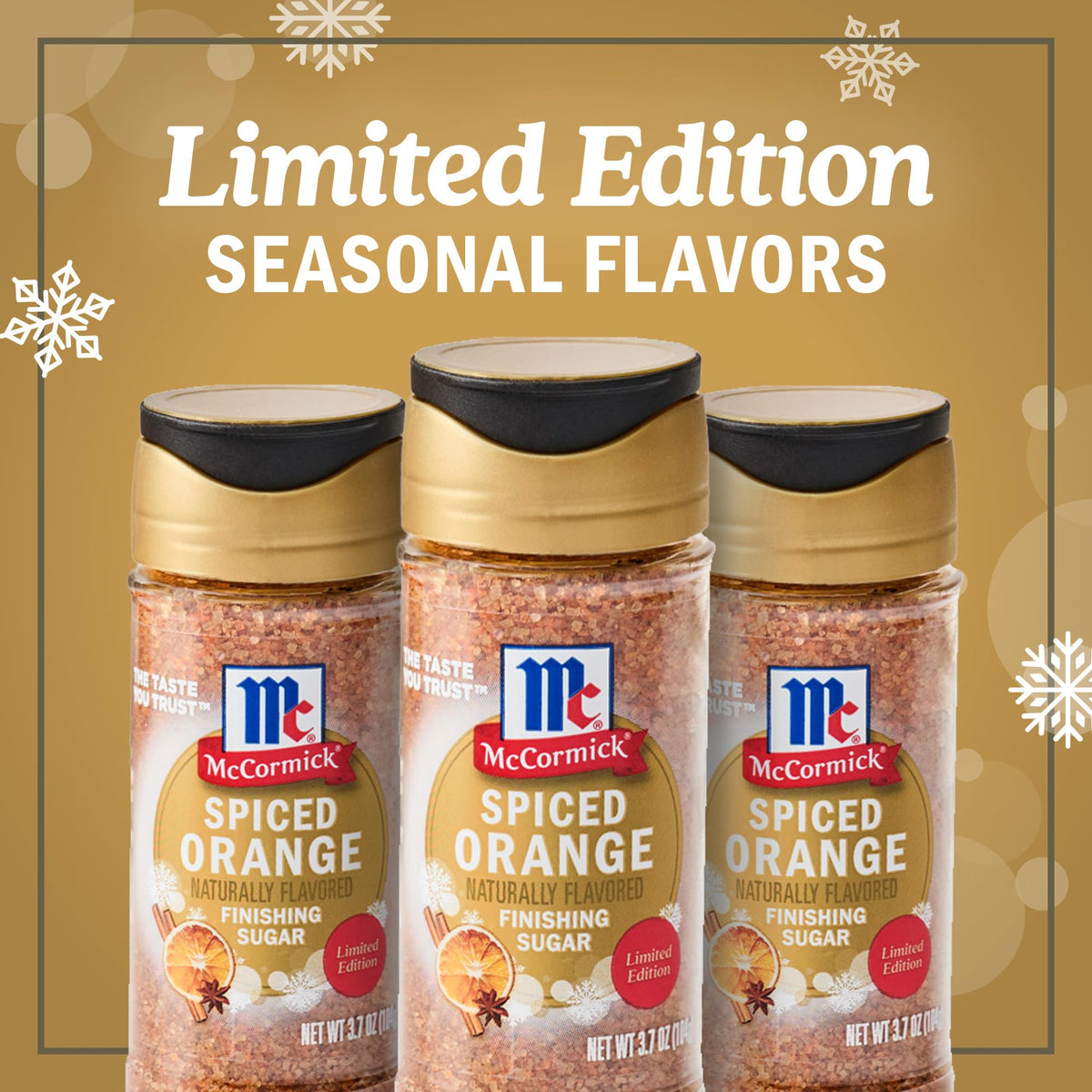 McCormick Finishing Sugar  Spiced Orange  Limited Edition  Bright Citrus Flavor with Warm Spices  For Muffins  Pie  Cocktails  Cider  Tea  and More  3.7 oz