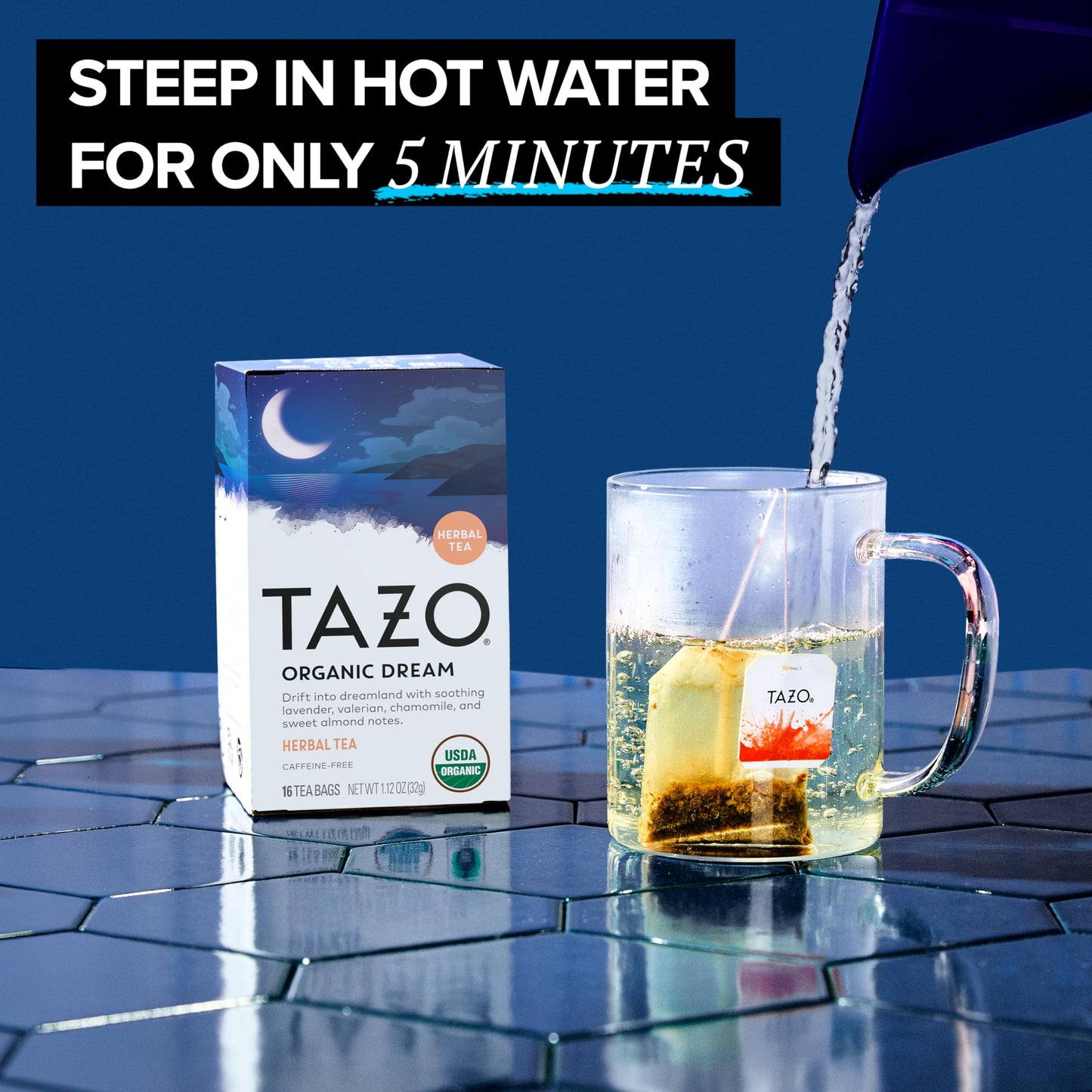 TAZO Organic Herbal Tea Bags, Caffeine-Free Chamomile & Lavender, Dream (16ct)