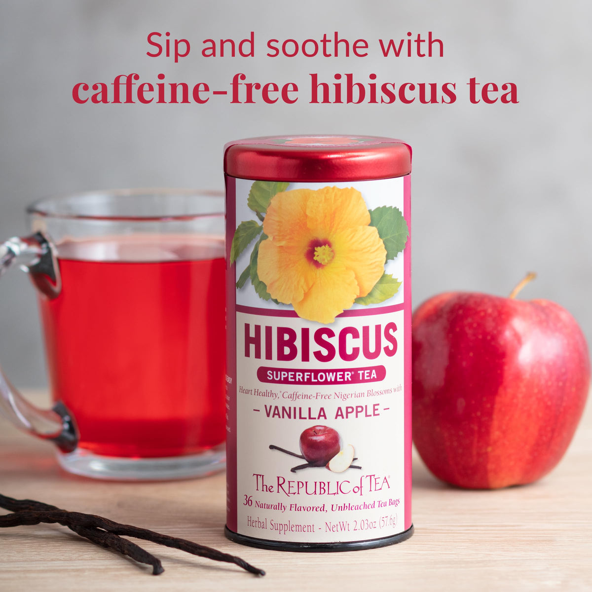 The Republic Of Tea, Vanilla Apple Hibiscus, 36-Count