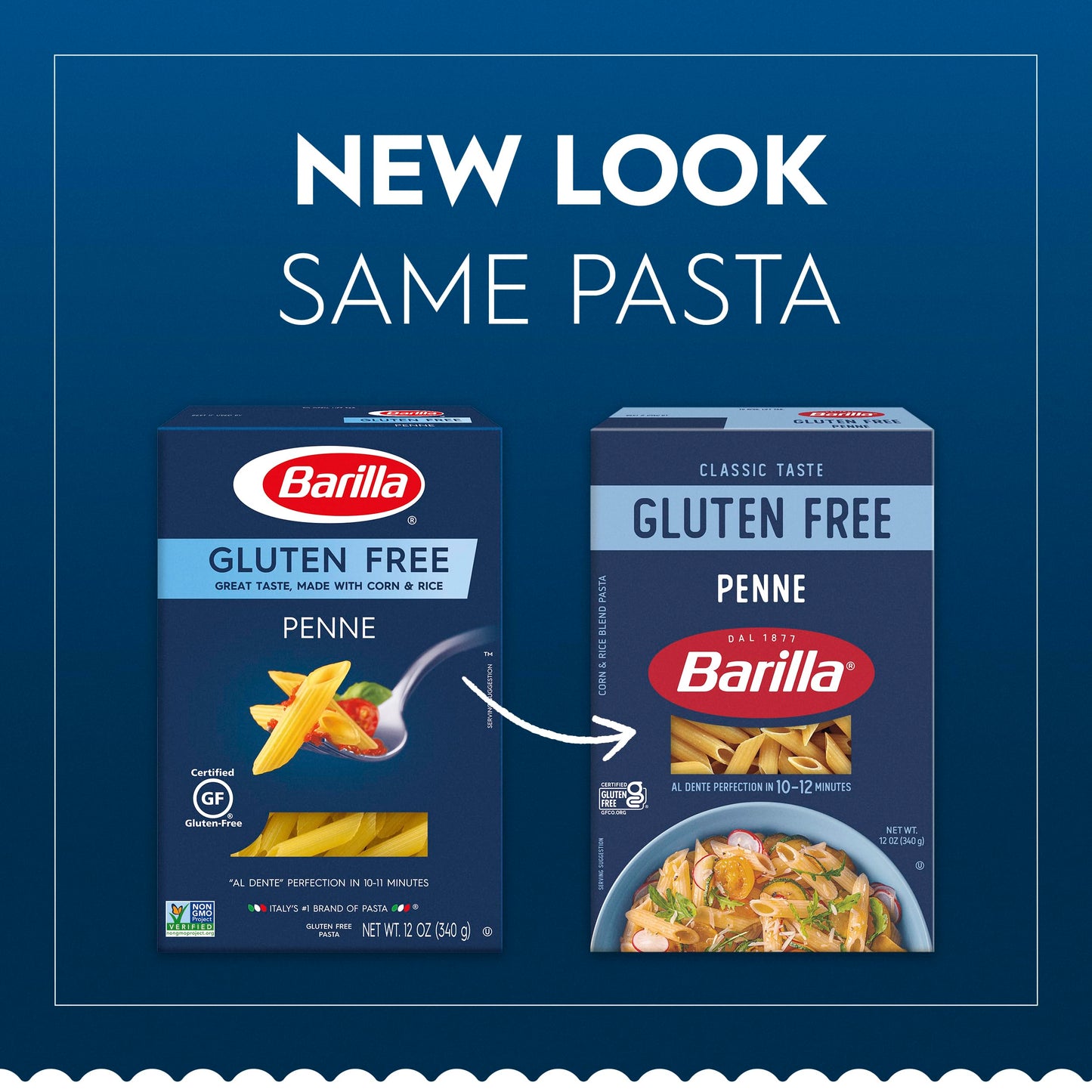 Barilla Gluten Free Penne Pasta  12 Ounce - Non-GMO Gluten Free Pasta Made with Blend of Corn & Rice - Vegan