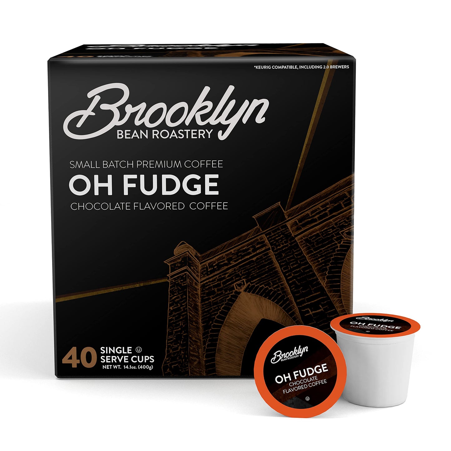 Brooklyn Beans Oh Fudge Gourmet Coffee Pods, Compatible with Keurig 2.0, 40 Count