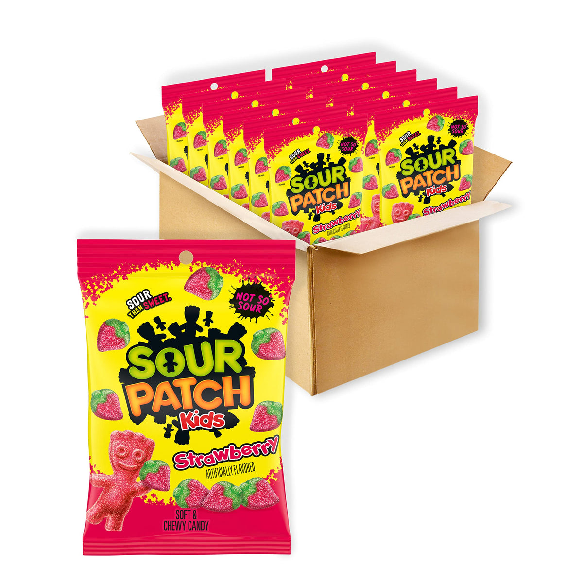 SOUR PATCH KIDS Strawberry Soft & Chewy Candy, Bulk Candy, 12-8 oz Bags