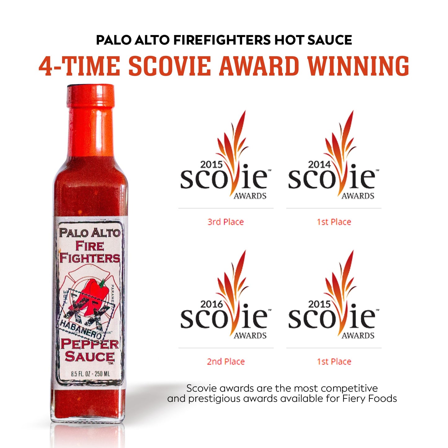 Palo Alto Firefighters Pepper Sauce Variety Pack (8.5Oz) - Pack Of 3 (Original, Habanero, Ghost Pepper) - Salt Free Pepper Plant