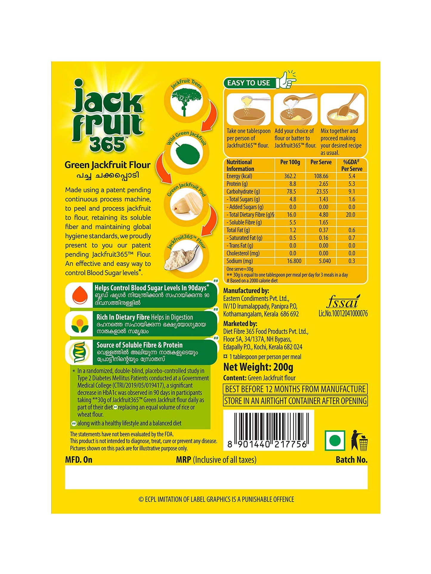 Eastern Jackfruit365 Green Jackfruit Flour - 200G
