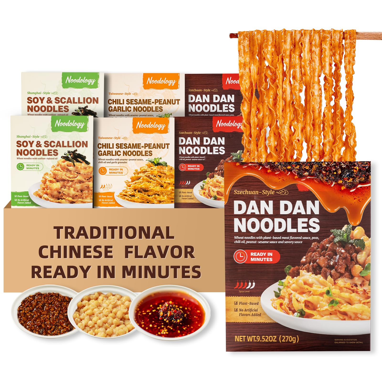 Noodology Szechuan, Shanghai, Taipei Saucy Noodles Dishes, Rich Chinese Flavors Hand-Sliced Thick Noodles Ramen, Sun-Dried, Read