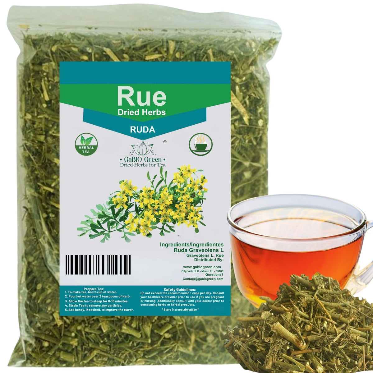 Rue Dried Herbs Ruda Seca  Ruda Gpartyolens  Rue Leaves And Branches Dried Rue Leaves (Ruta Gpartyolens) | Raw Herbal Ingredient (8 Ounce)