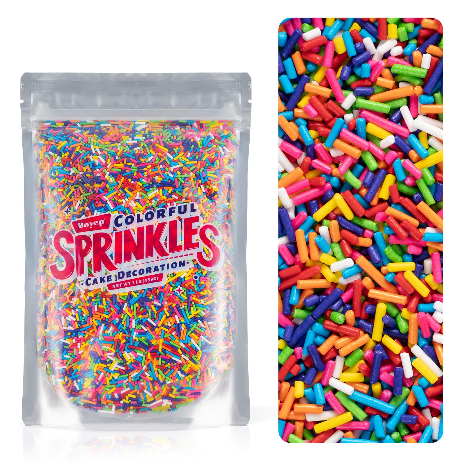 Edible Rainbow Sprinkles Bulk 16 Oz Bulk Rainbow Jimmies For Ice Cream Dessert Toppings Brownies Cookies  Cupcakes  Cake Decorating Birthday Baby Shower