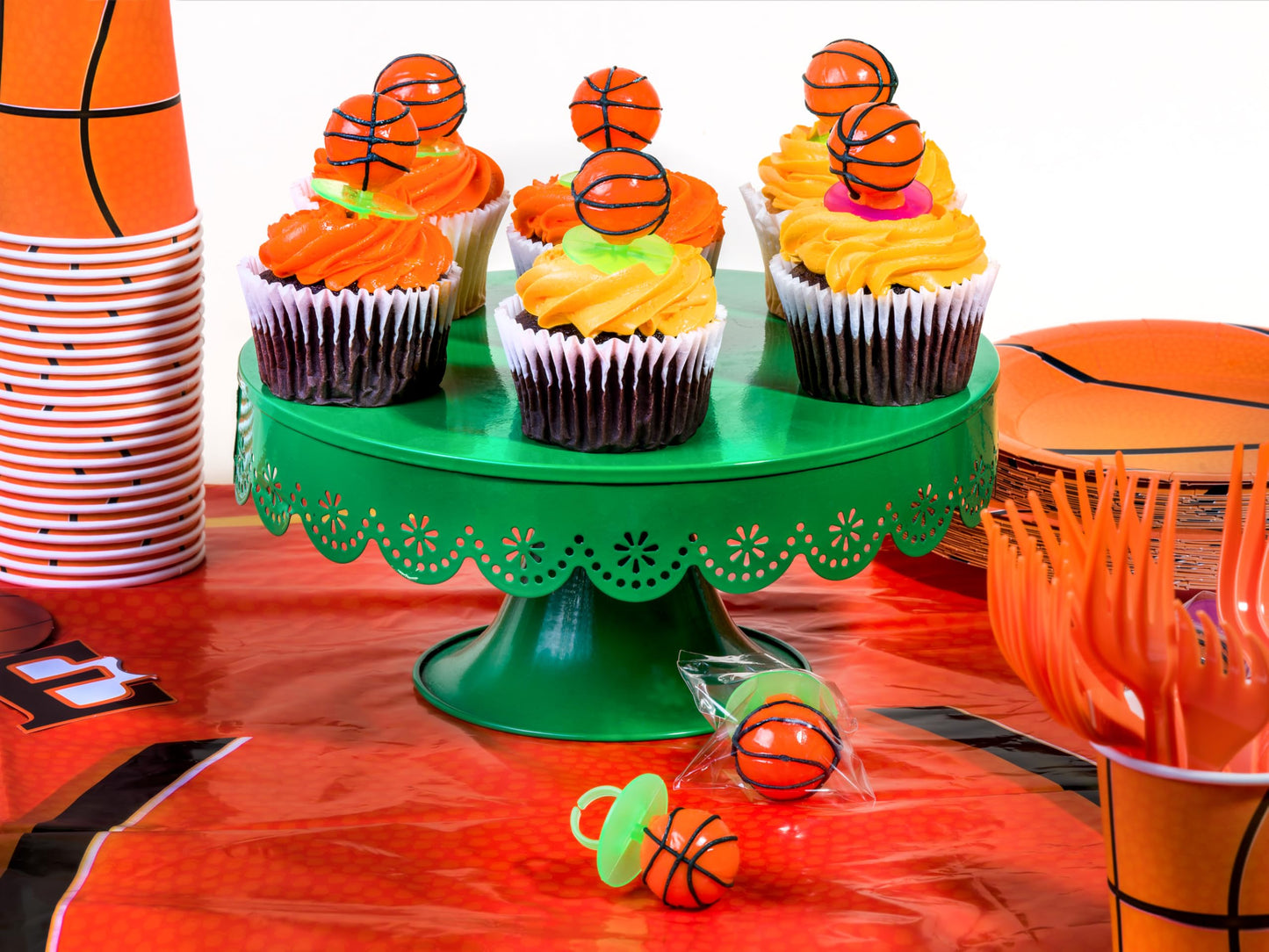Imagine Splash Basketball Ring Pops - 24-Count Orange Flavored Wearable Candy - Individually Wrapped Party Favors - 18.2 cm