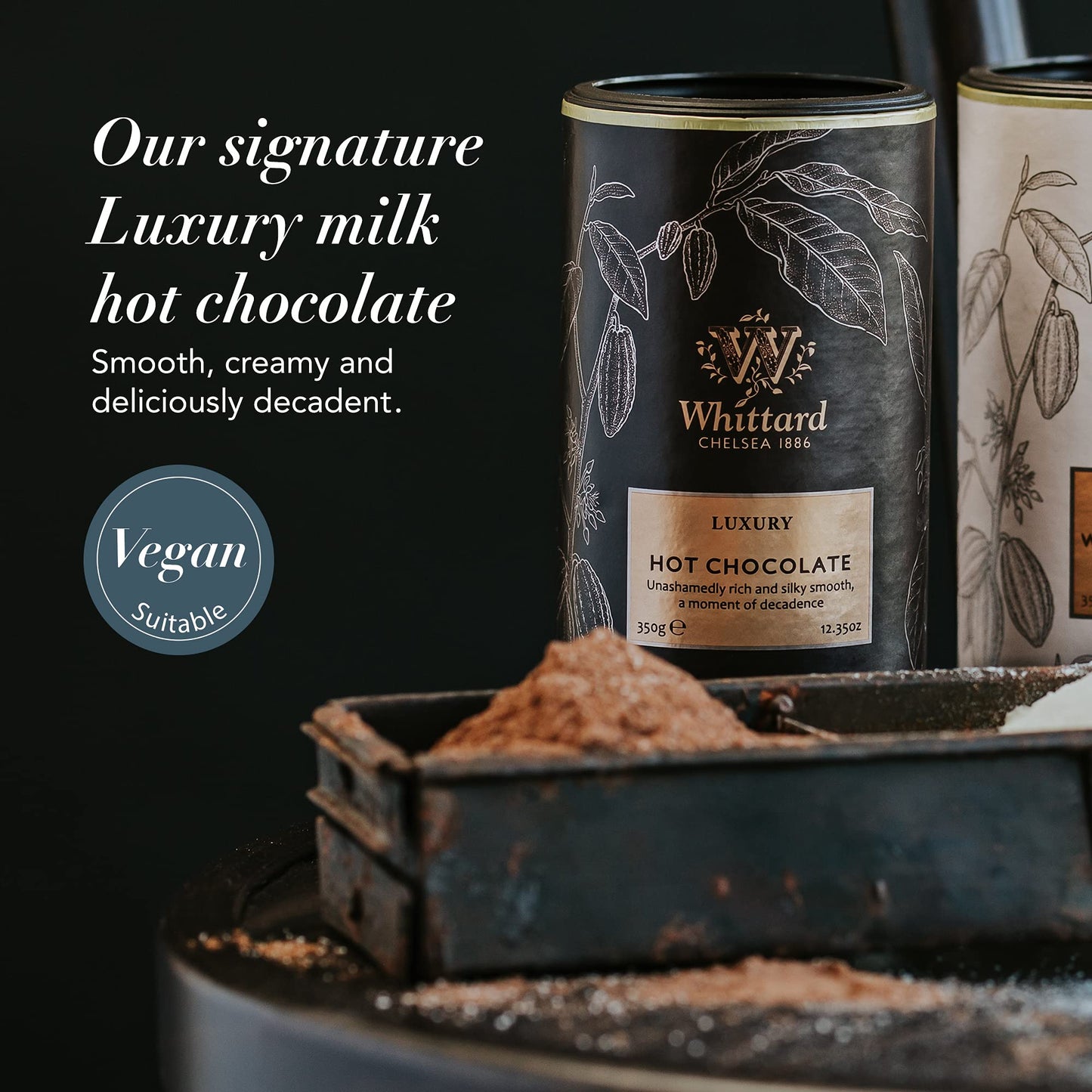 Whittard elegant Hot Chocolate Milk Chocolate Mix, Vegetarian & Vegan Friendly, 350g (12.35 Ounce)