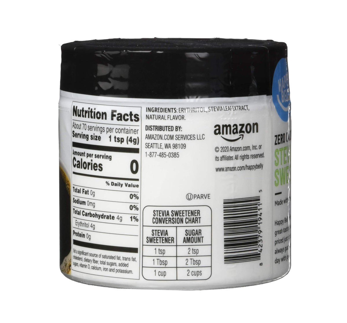 Happy Belly Zero Calorie Stevia Sweetener, 9.8 Ounce, Pack of 1