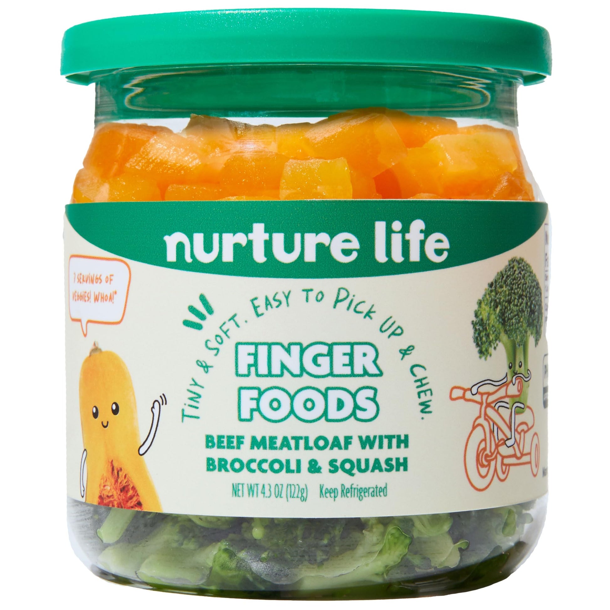 Nurture Life Finger Foods, Beef Meatloaf With Broccoli & Squash, Freshly Made Baby & Toddler Meals, Stage 3 Finger Foods For Sel
