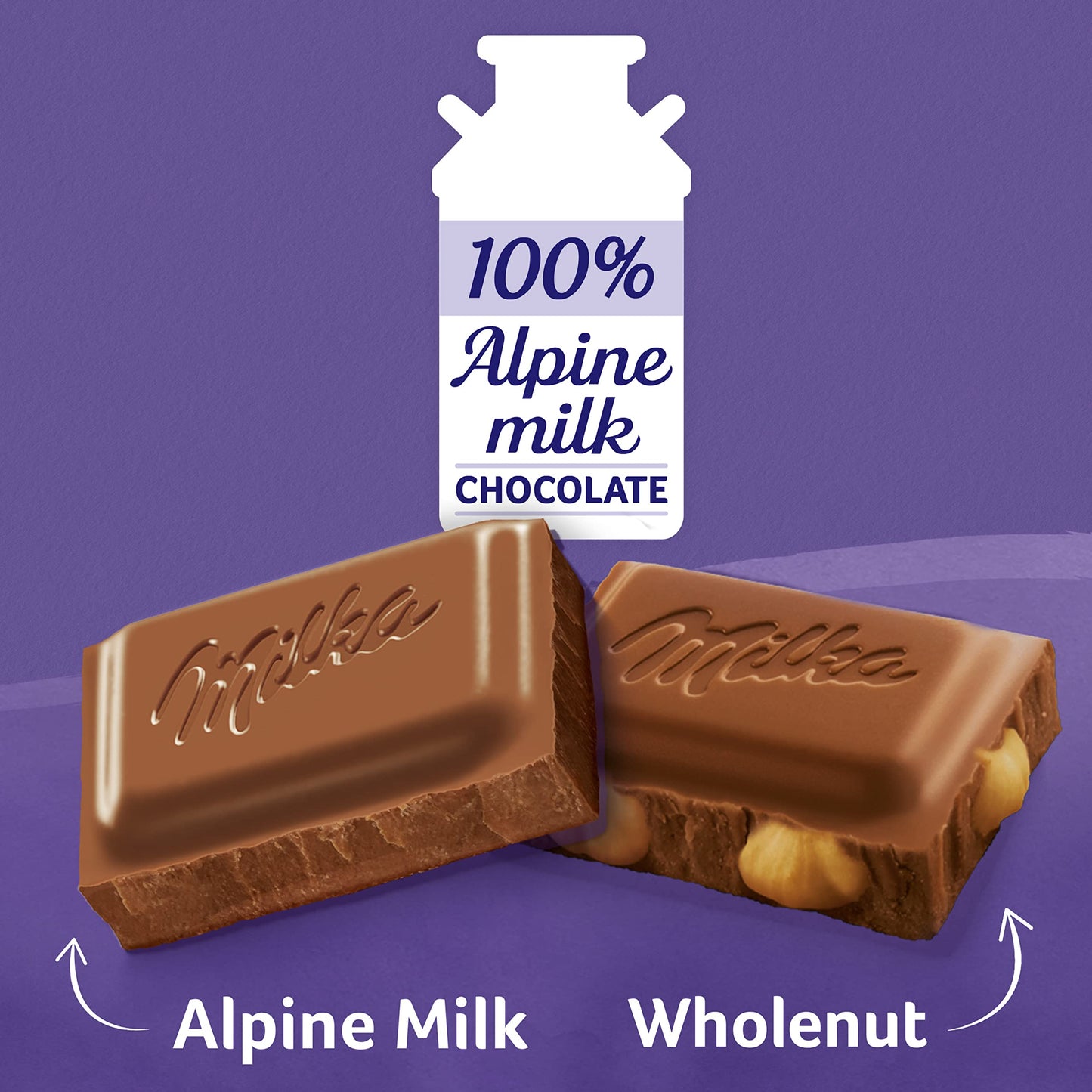 Milka Chocolate Bars Variety Pack, Alpine Milk & Wholenut Hazelnut, 10 Count