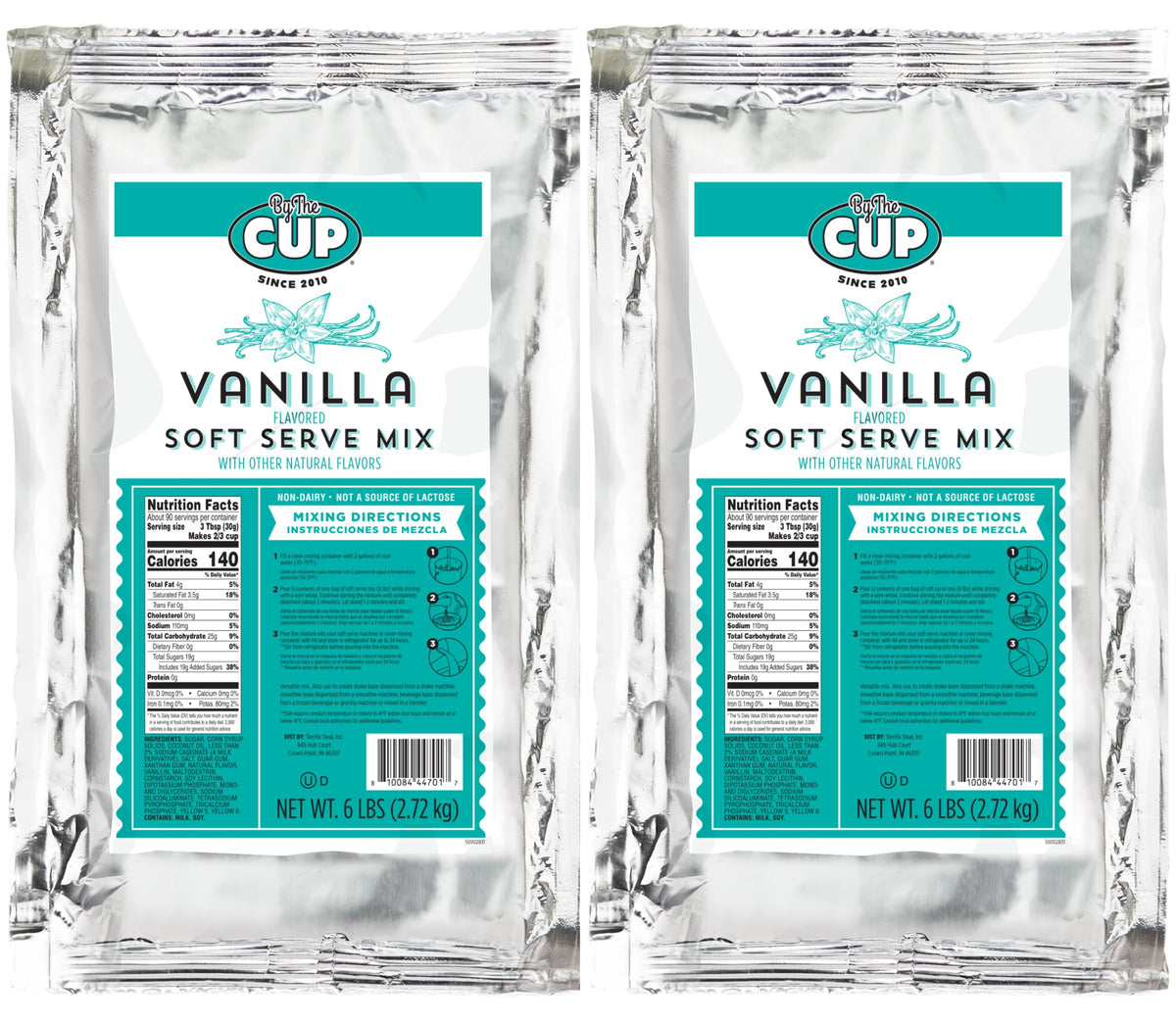 By The Cup Non-Dairy Vanilla Soft Serve Mix, 6 lb (Pack of 2)