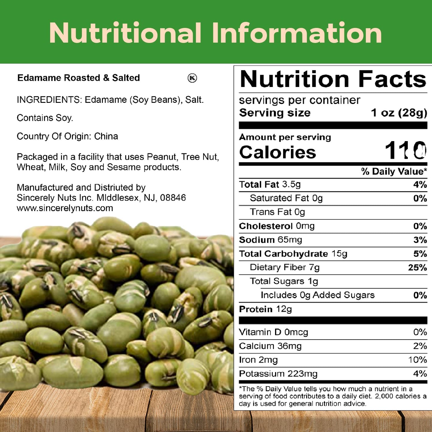Sincerely Nuts Dried Edamame (Roasted, Salted) - (5 LB) Vegan, Kosher & Gluten-Free Food - Plant-Based Protein - Add to Granola,