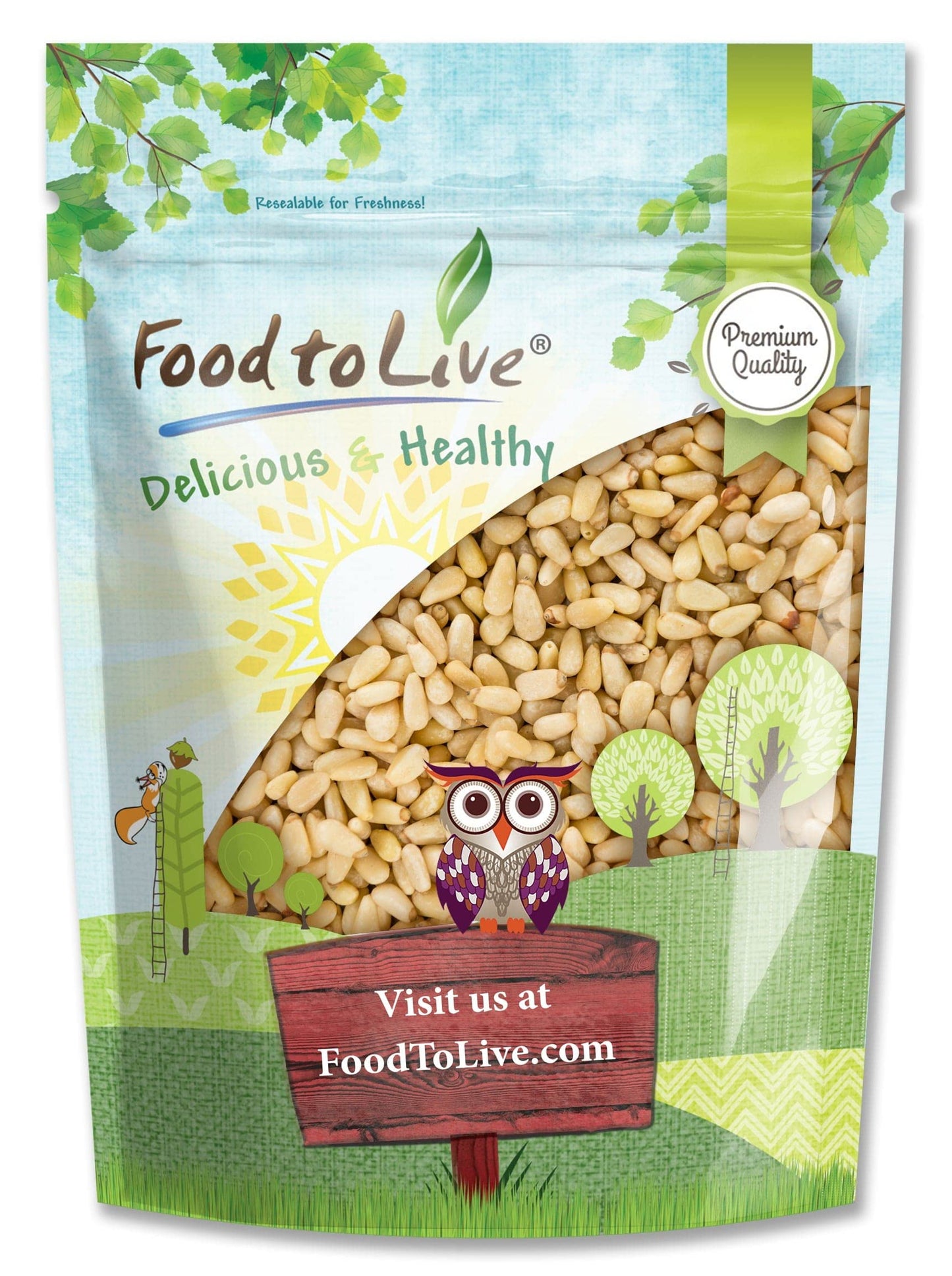 Food To Live - Pine Nuts, 8 Ounces - Whole Raw Pignolias, Unsalted, Kosher. Rich In Vitamin E, Protein. Great For Pesto, Salads, Homemade Desserts.