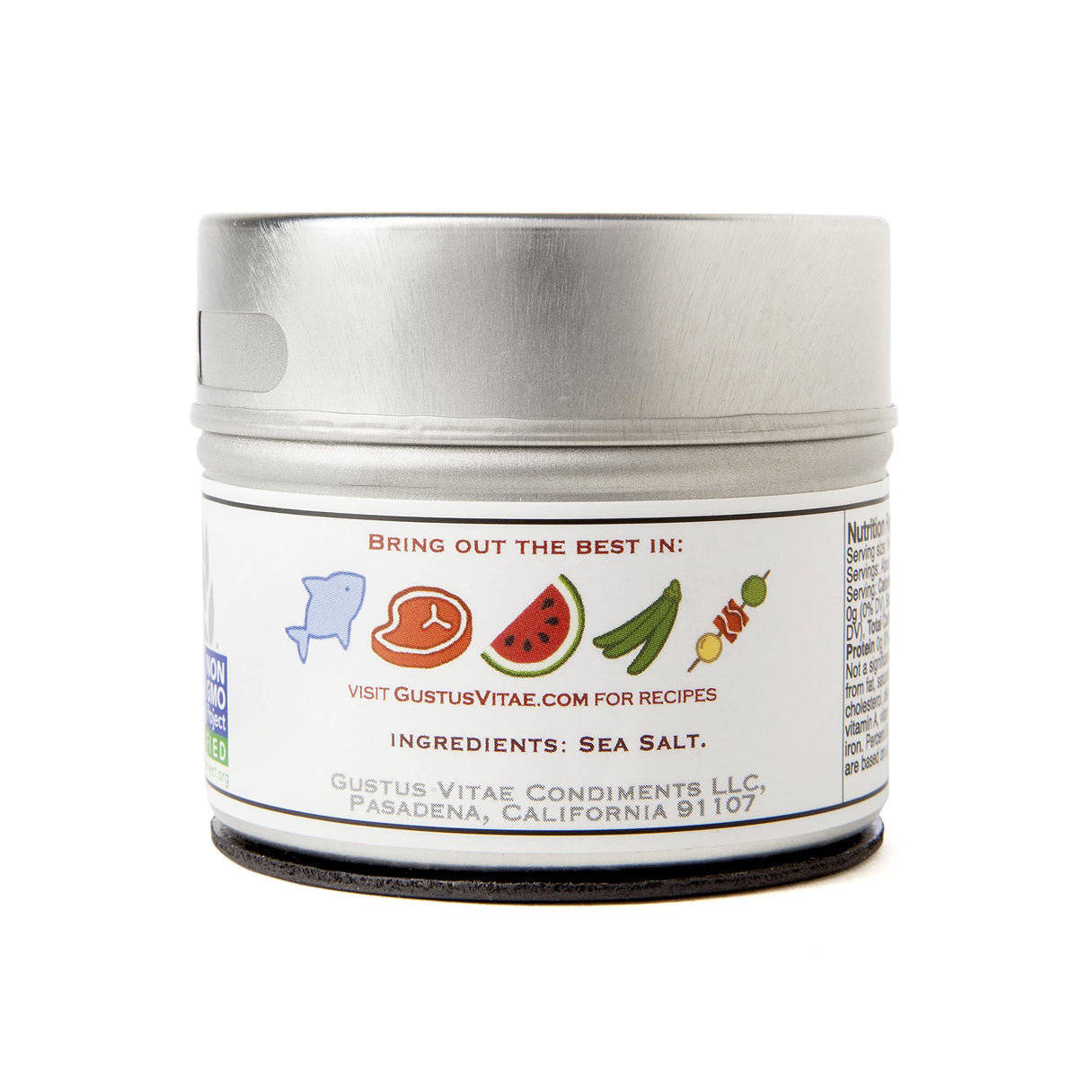 Gustus Vitae Natural Smoked Sea Salt, Non GMO, Finishing Salt, 3oz, Magnetic Tin