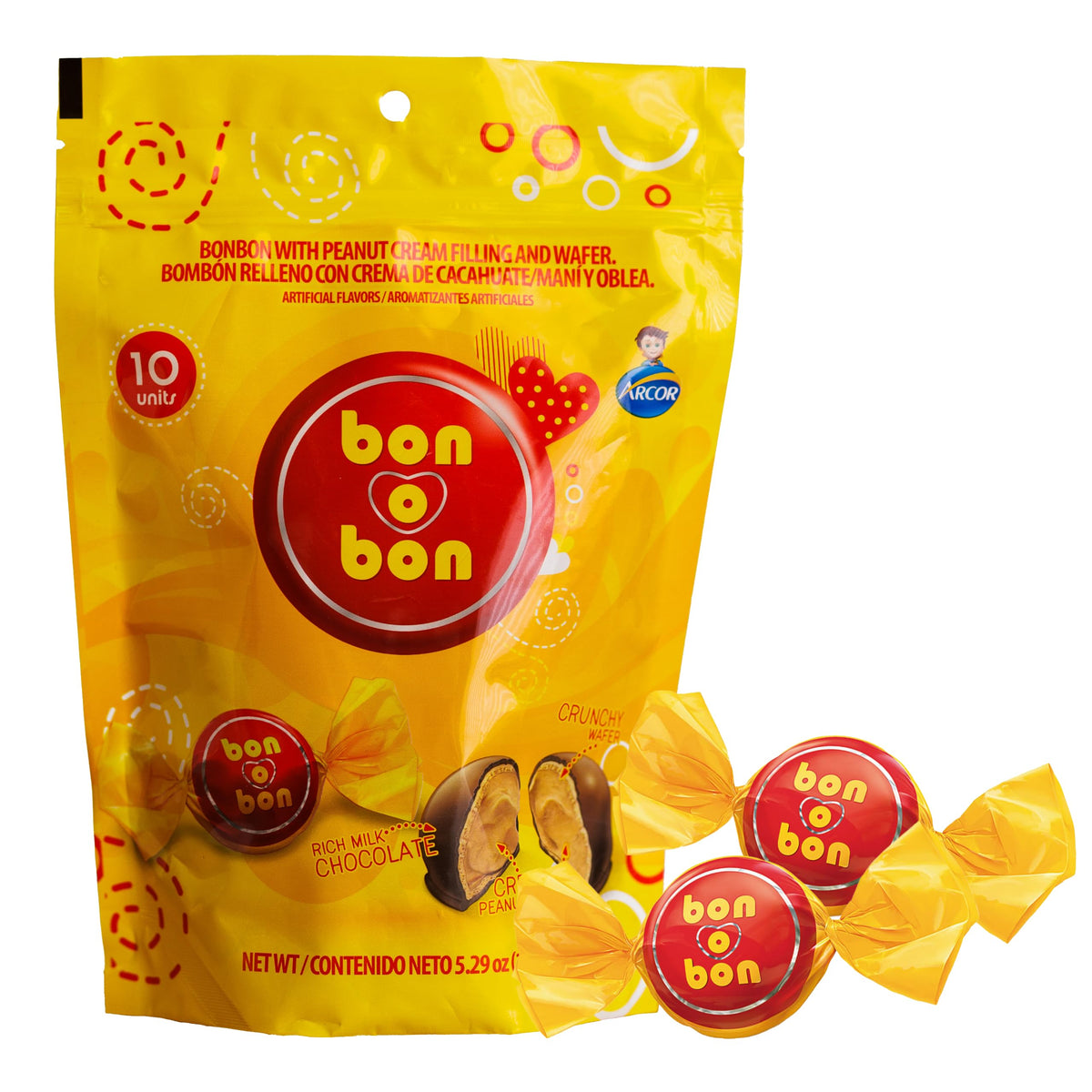 Bon O Bon Chocolate Bon Bons  Decadent Chocolate Truffles With A Creamy Peanut & Wafer Filling  15G X 10 Bonbons