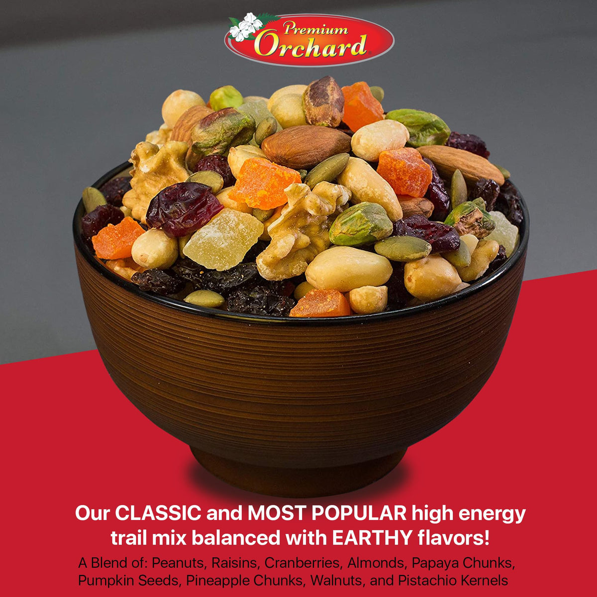 Premium Orchard Fruit Nut Mix - Gourmet Trail Mix with Nuts & Dried Fruit, Vegan Snack, 18oz
