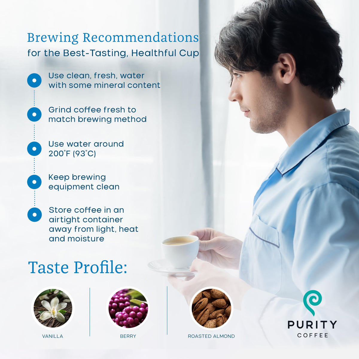 PURITY COFFEE BALANCE Decaf Medium Roast Ground Coffee, USDA Organic, 12oz Bag