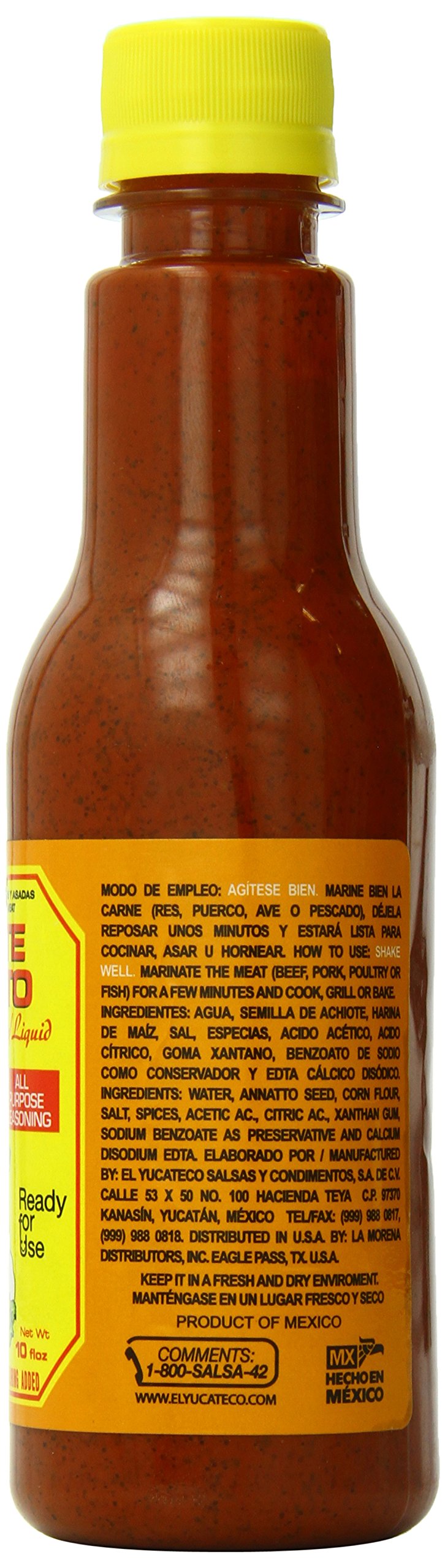 El Yucateco Achiote Liquid Seasoning, 10 Fl Oz, Authentic Mexican Flavor, Ideal for Cooking and Marinades