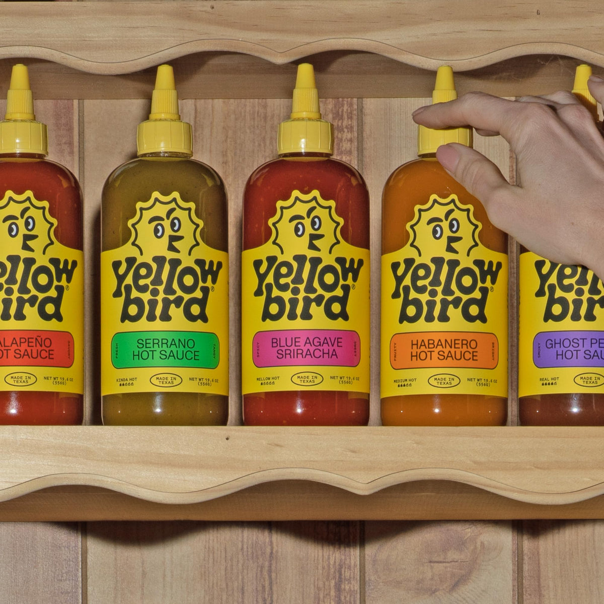 Yellowbird® Classic Hot Sauce Variety Set - 5 Flavors, 19.6 oz, Tabletop Size, Made in Texas