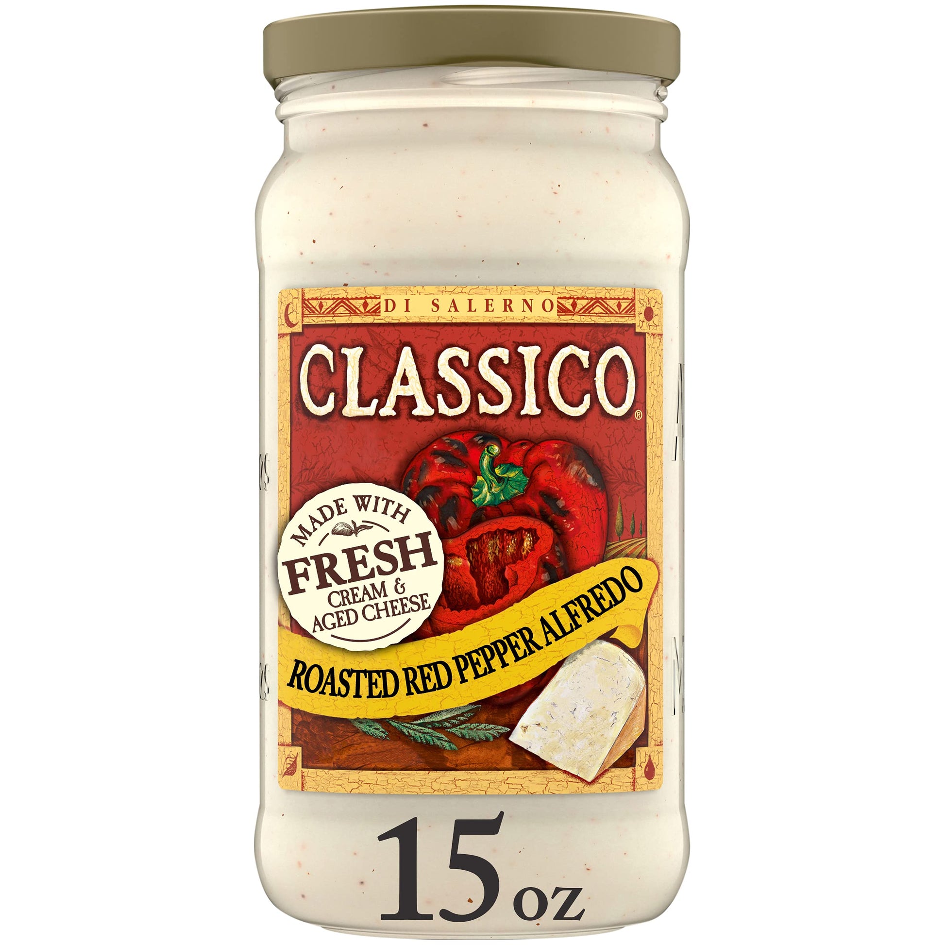 Classico Roasted Red Pepper Alfredo Pasta Sauce (15 oz Jar)