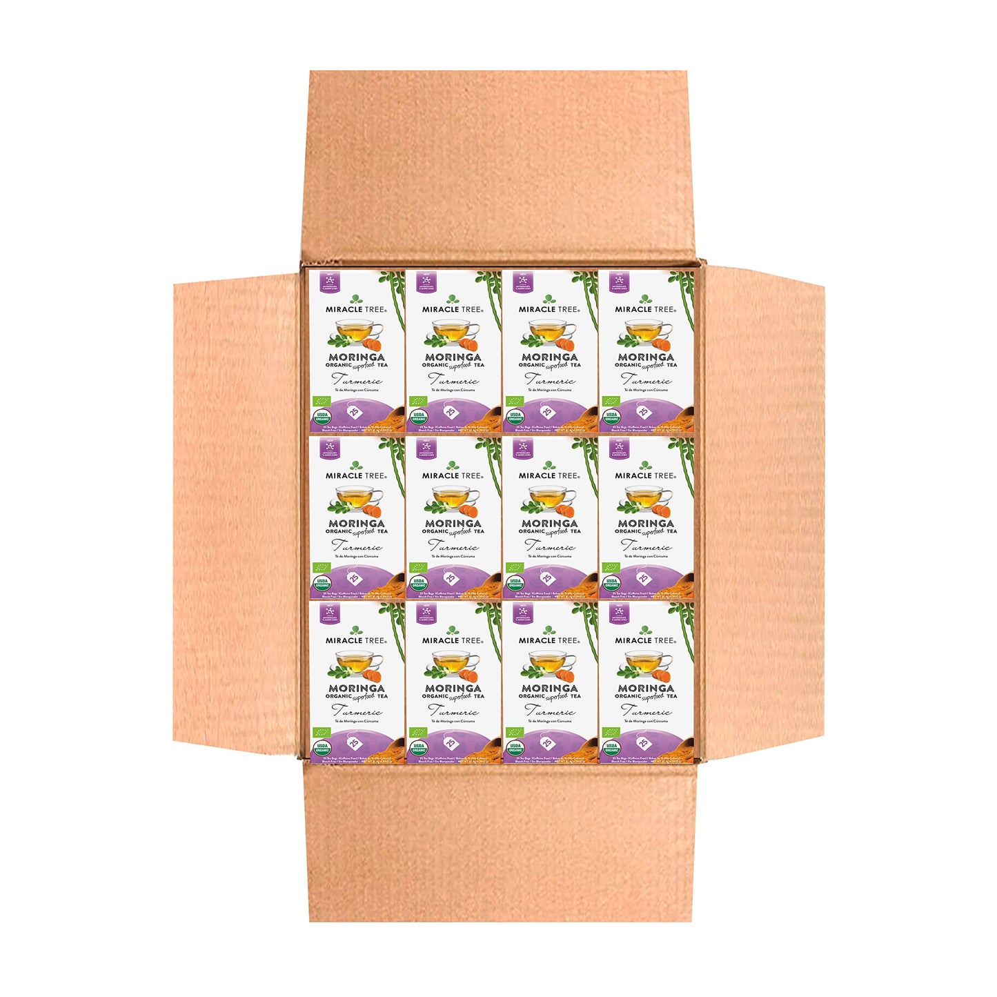 Effectivetree - 12 Count Of Organic Moringa Superfood Tea  25 Individually Sealed Tea Bags  Turmeric (Keto  Detox  Energy/Immunity Booster  Vegan  Gluten-Free  Organic  Non-Gmo  Energy Blend-Free)