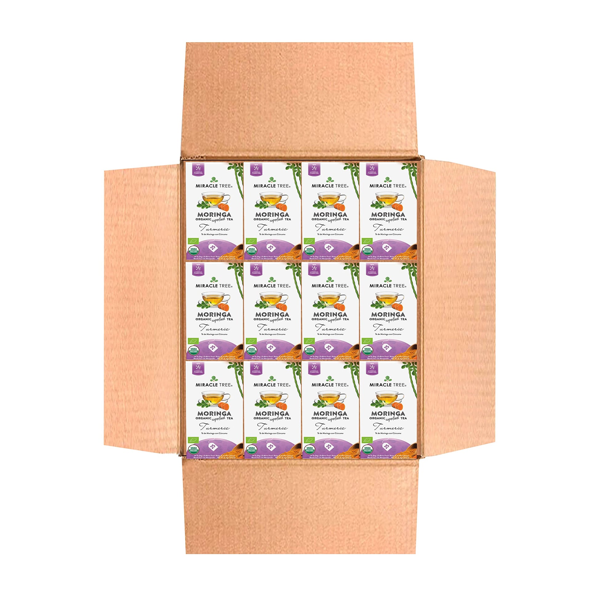 Effectivetree - 12 Count Of Organic Moringa Superfood Tea  25 Individually Sealed Tea Bags  Turmeric (Keto  Detox  Energy/Immunity Booster  Vegan  Gluten-Free  Organic  Non-Gmo  Energy Blend-Free)