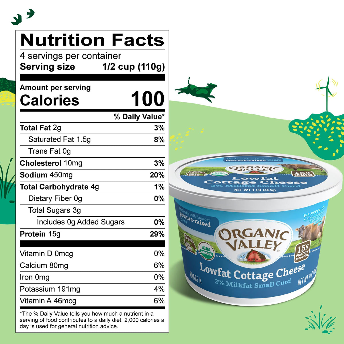 Organic Valley, Organic Low Fat Cottage Cheese, 16 Ounce