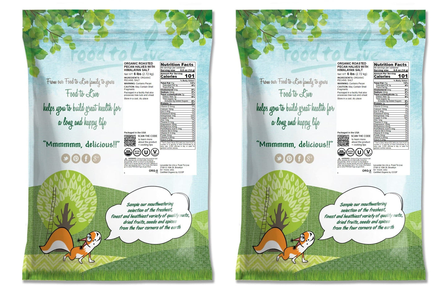 Food to Live Organic Dry Roasted Pecan Halves with Himalayan Salt, 12 Pounds Non-GMO, Oven Roasted Lightly Salted Nuts, No Oil A