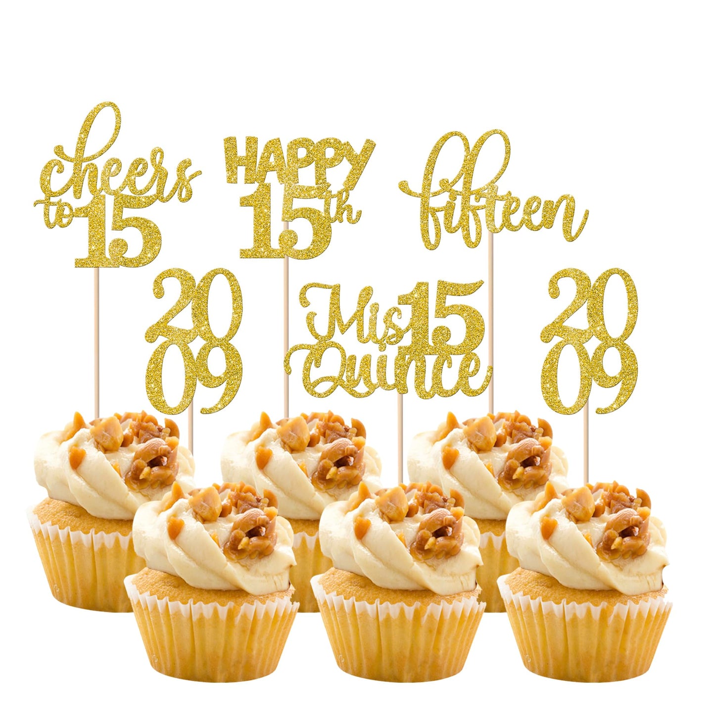 Rsstarxi 30 Pack 15Th Birthday Cupcake Toppers Mis Quince 15 Since 2009 Happy 15Th Cupcake Topper Fifteen Cheers To 15 Years Old Birthday Cupcake Picks For 15Th Birthday Party Cake Decorations Gold
