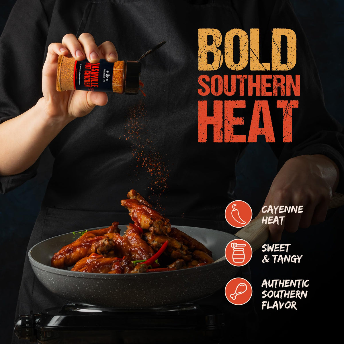 The Spice Lab Nashville Hot Chicken Seasoning, All Purpose Spicy Dry Rub, Gluten Free, 6.5 oz Shaker