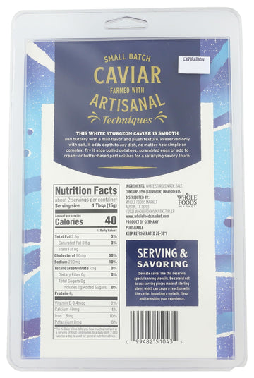 WHOLE FOODS MARKET White Sturgeon Caviar, 1 OZ