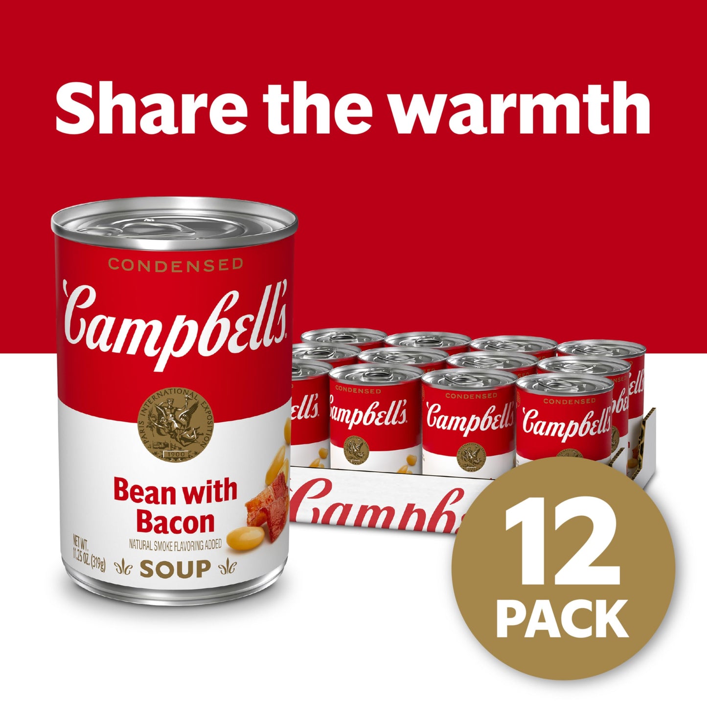 Campbell s Bean with Bacon Soup, Packaging May Vary, 11.25 Oz, Pack of 12